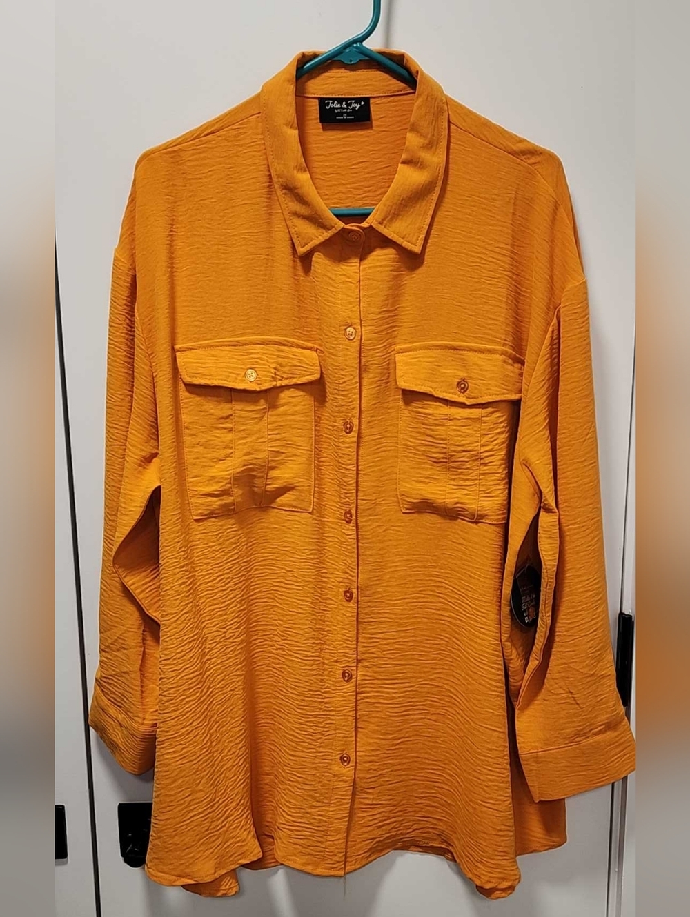 Jolie & Joy Long-Sleeve Button-Up Blouse in Mustard
